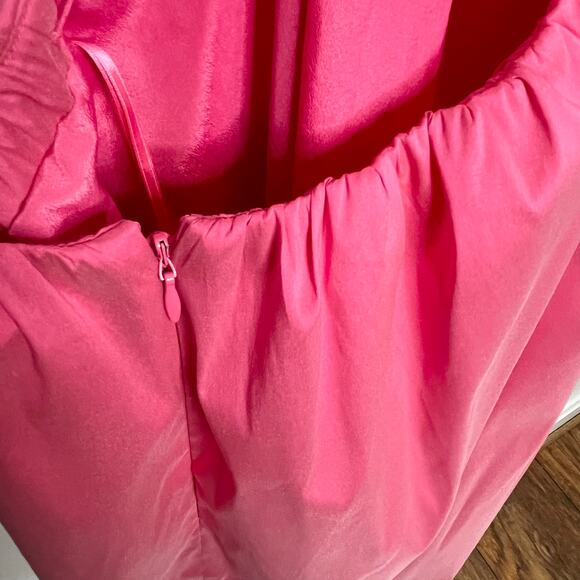 J. Crew Collection Women Bow Front Cutout Midi Dress Pink Stretch Taffeta Coquet - Picture 11 of 14